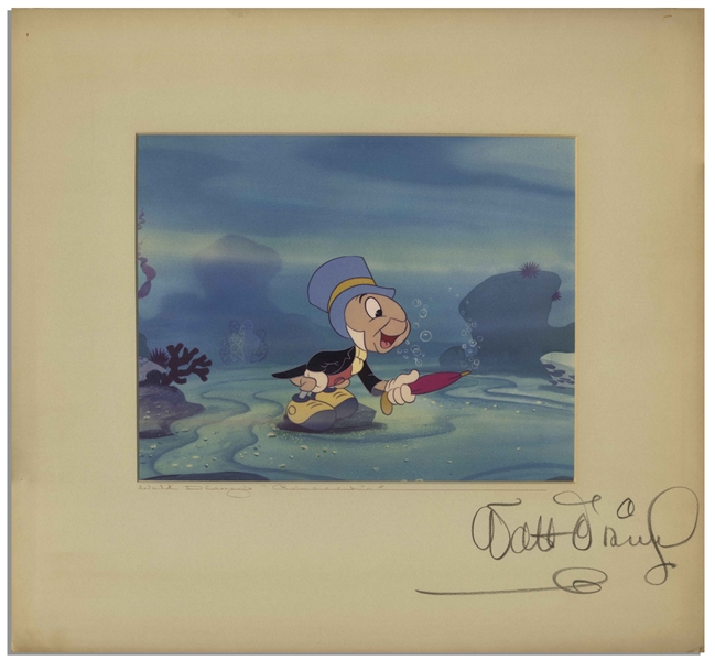 Walt Disney Signed Reproduction Cel of ''Pinocchio'' -- One of the Largest Disney Signatures We've Encountered